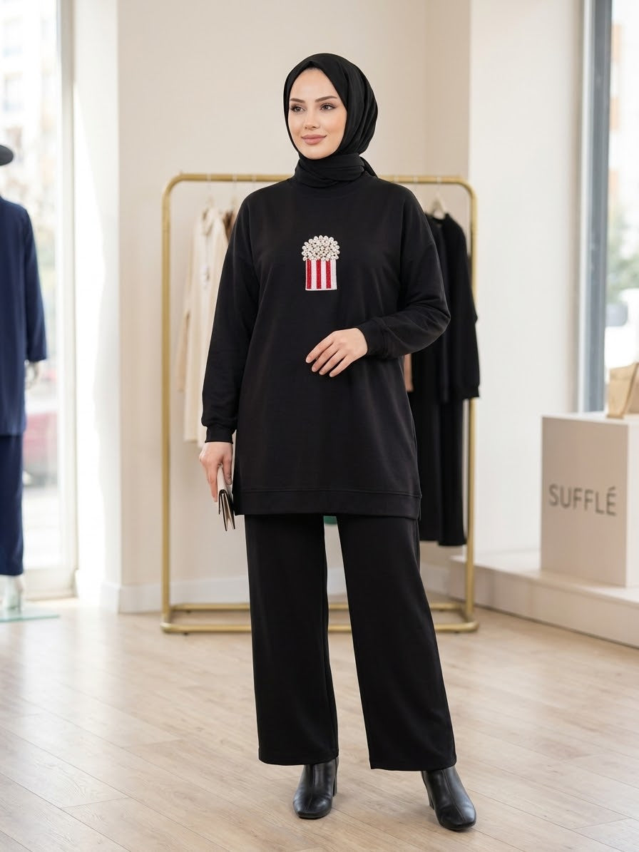 İnci İşlemeli Sweat Tunik